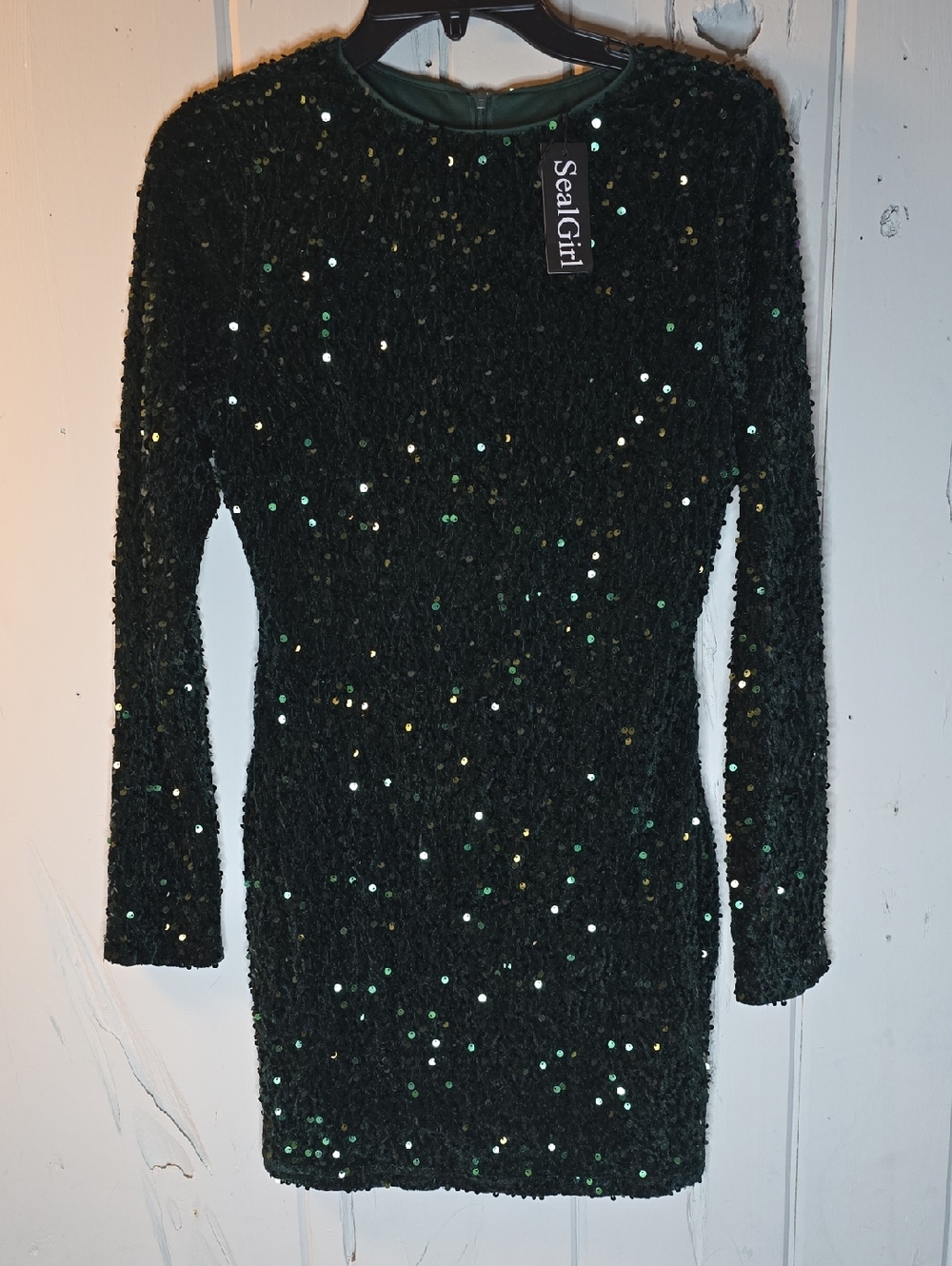 SealGirl Emerald Green Sequin Long Sleeve Mini Dress